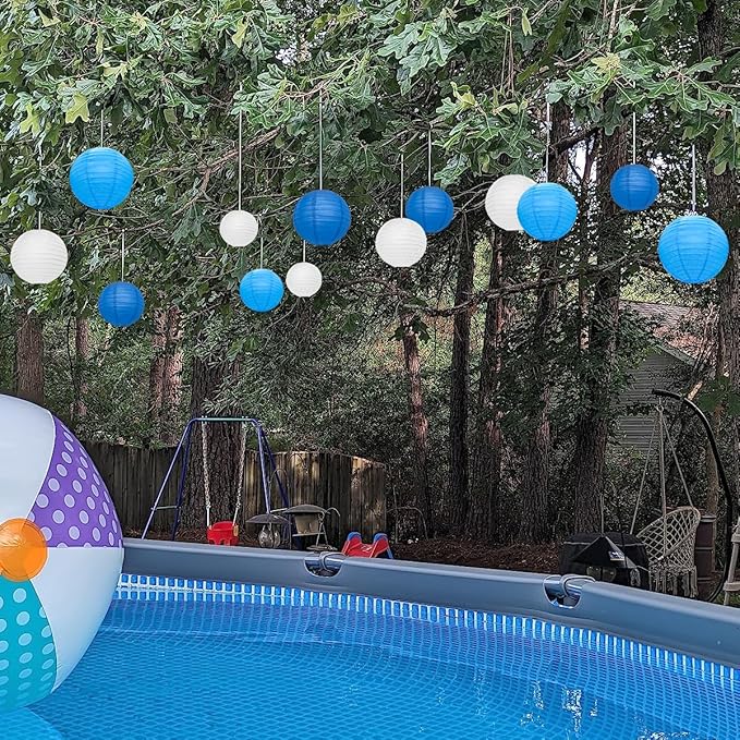 12Pcs Round Paper Lanterns Assorted Sizes - Image 6