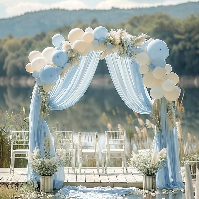 Wokceer Wedding Arch Draping Fabric 28.7" x 20FT Baby Blue Drapes Sheer Fabric - Image 6