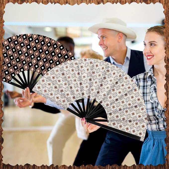 Thyle 6 Pcs Large Folding Fan for Line Dancing Bulk Boots on The Ground Hand - Image 4