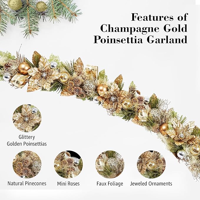 5 ft Christmas Garland for Mantle Unlit Garland for Stairs Railing, for Table - Image 4