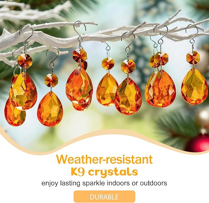 H&D HYALINE & DORA 3Inch Crystal Suncatcher Bauhinia Prisms Pendants 10Pcs - Image 3