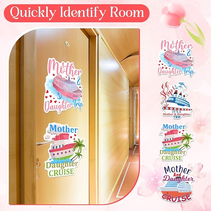 Hoteam 4 Pcs Mother Daughter Cruise Door Decorations Magnetic Large Cruise Ship - Image 6