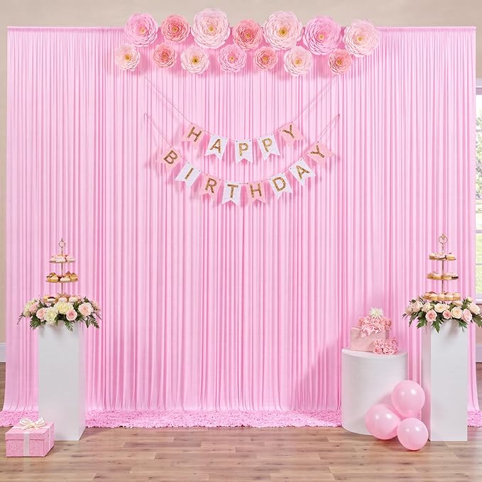 10 ft x 10 ft Pink Backdrop Curtains - Image 5