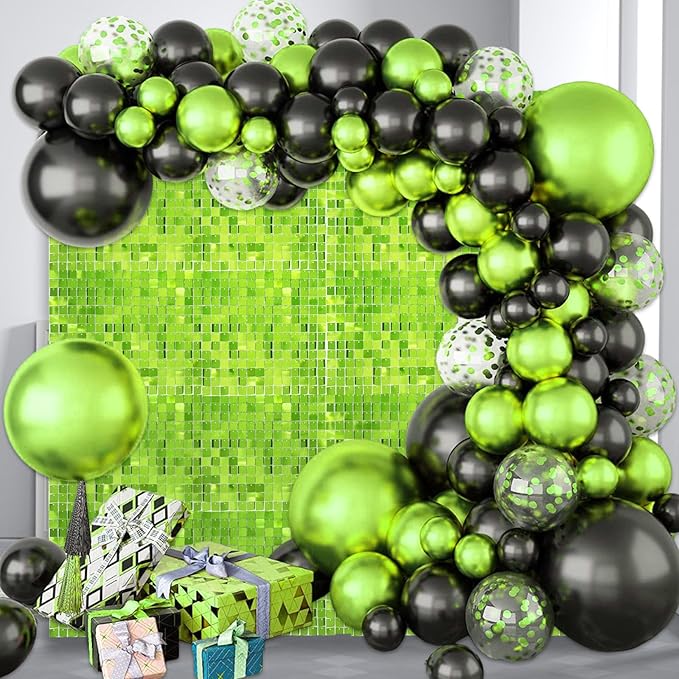 12PCS Green Shimmer Wall Backdrop, Square Sequin Photo Backdrops Panel - Image 4