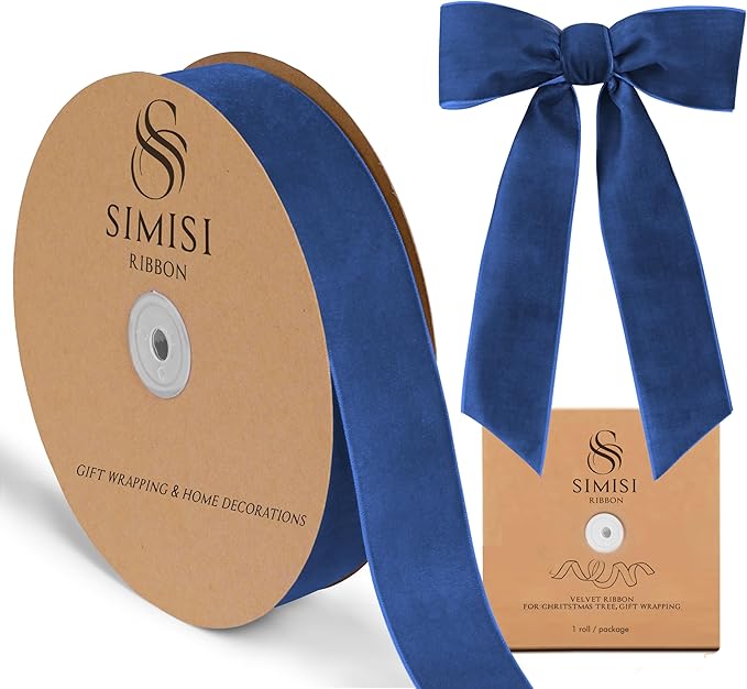 Royal Blue Velvet Ribbon 1.5'' 25 Yards by SIMISIRIBBON