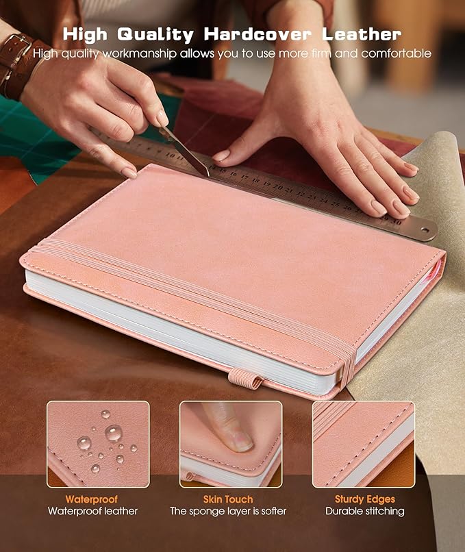 Lined Journal Notebook for Women Men, 256 Numbered Pages Hardcover Leather - Image 3