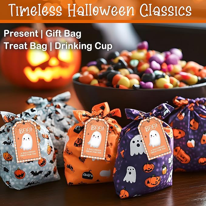 50 Pcs Halloween Tags with String, 2.1"×3.5" Boo Paper Gifts Tags, Ghost Trick - Image 4