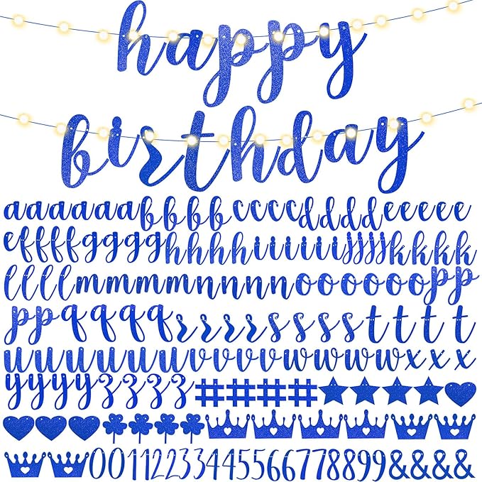 TaoBary 167 Pcs DIY Banner Kit Happy Birthday Glitter Banner Customizable by TaoBary