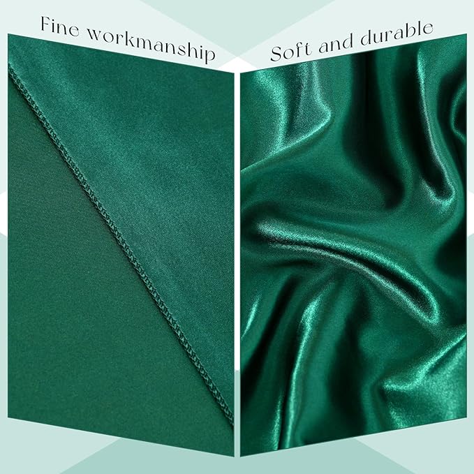 10 Packs Satin Tablecloth 57 x 108 Inch Dark Green Rectangular Table Cloth Silk - Image 4