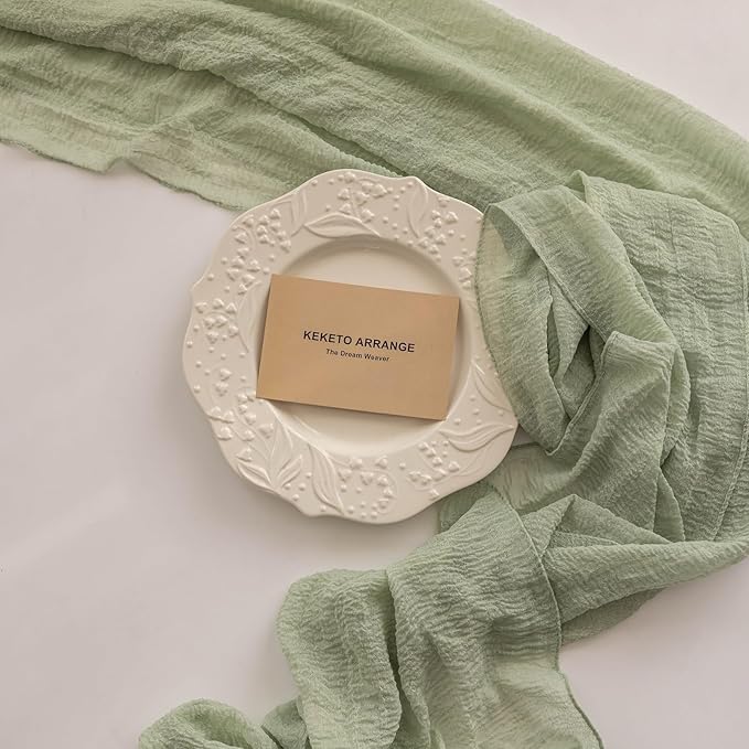 6pcs Cheesecloth Table Runner Sage Green Gauze 120 Inch 10 FT Rustic Boho - Image 5