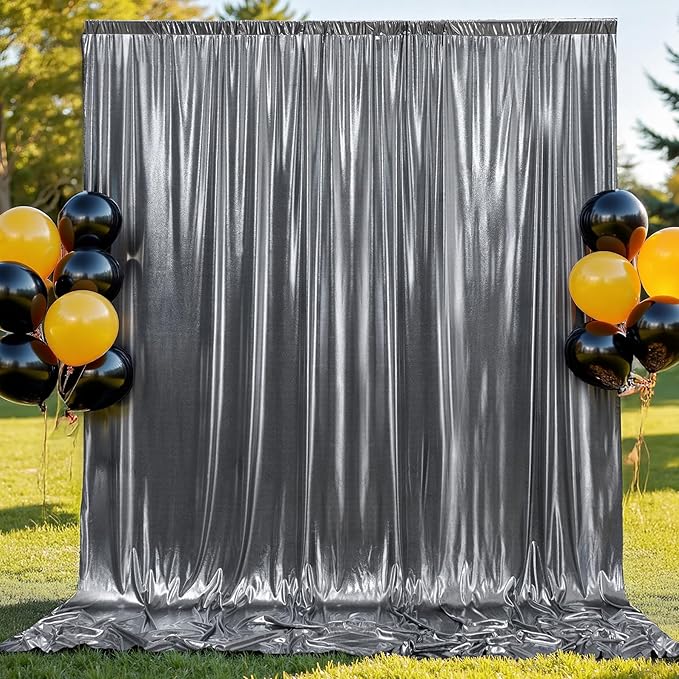 30x10 ft Wrinkle Free Black Silver Sequin Backdrop Curtain - Image 7