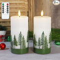 Silverstro Holiday Flameless Candles Green Hand Drawn Christmas Tree Design by Silverstro