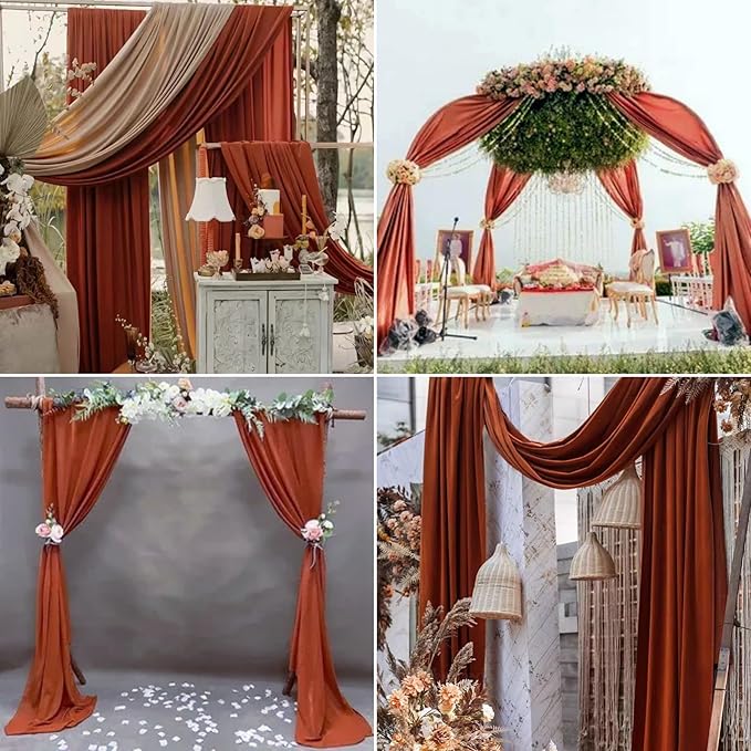 4 Panels Wedding Arch Draping Fabric 28" x20Ft Chiffon Wedding Arch Drapes - Image 9