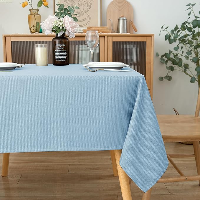 Biscaynebay Fabric Square Tablecloths 70x70 Inches, Light Blue Water Resistant - Image 7