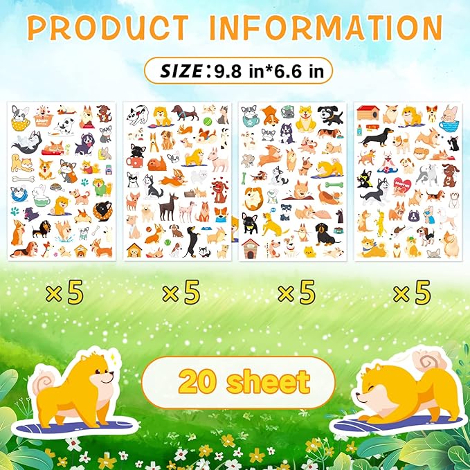 Cute Dog Stickers Puppy Pet Decal Sticker 780 Counts Party Gifts Goodie Bags - Image 4