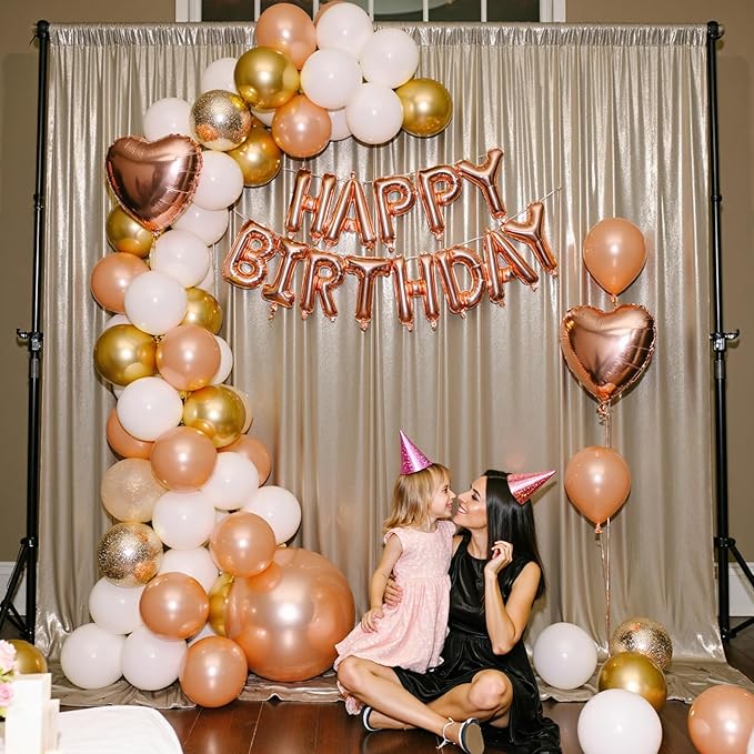 20x10 ft Gliiter Champagne Backdrop Curtain - Image 8