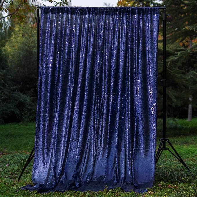 JYFLZQ Navy Blue Sequin Backdrop Curtains 8ft x 8ft 1 Panel Glitter Photo Booth - Image 6
