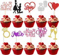 30 PCS Bride to Be Cupcake Toppers Glitter Miss to Mrs I Do Love Heart Ring by ZHUOWEISM