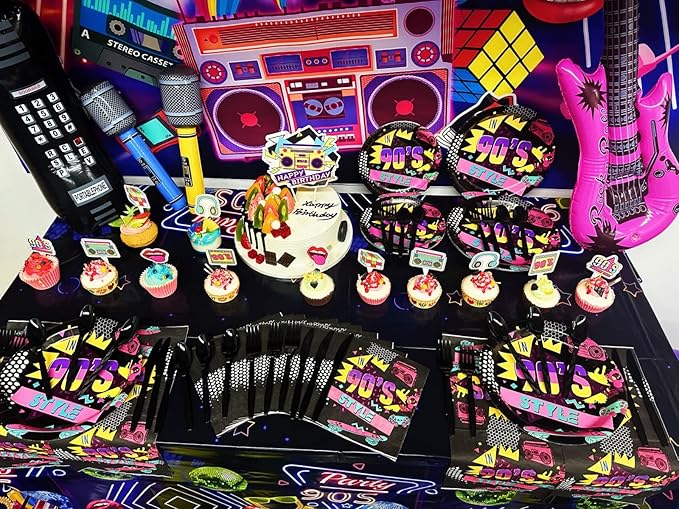 90s Party Decorations 80's 90's Theme Party Bundle includes Inflatable - Image 2