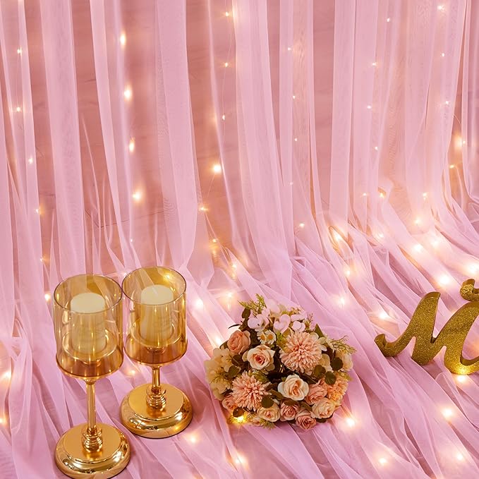 Sheer Backdrop Curtains with Lights String - Image 6
