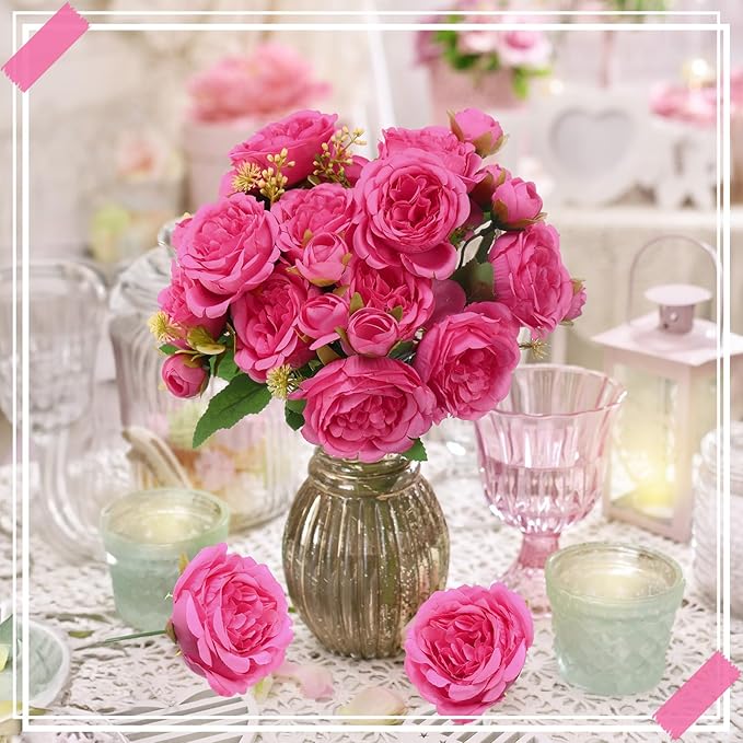 8 Bundles Artificial Peonies Flowers Boho Faux Flowers Arrangements Artificial - Image 3