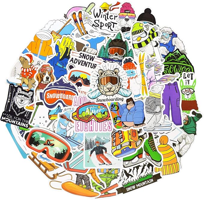 QTL Ski Stickers for Kids Skiing Stickers for Snowboard Helmet Adults Teens by QTL