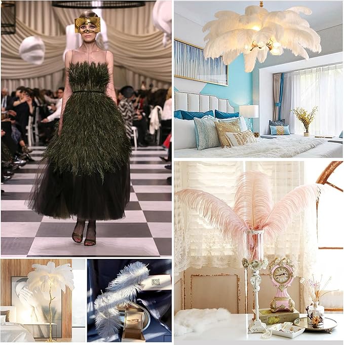 THARAHT Hot Pink Ostrich Feathers 12pcs Large Natural Bulk 16-18Inch 40cm-45cm - Image 7