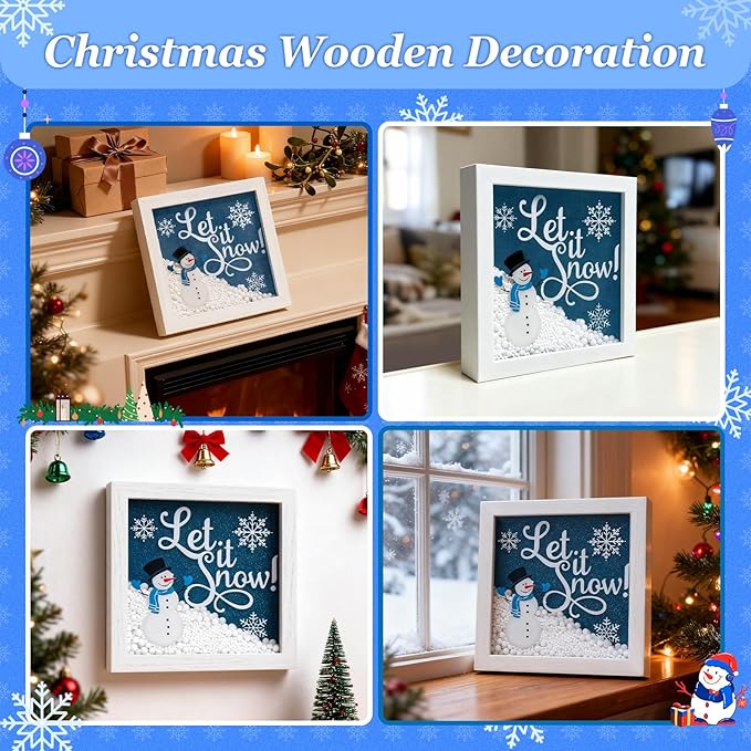 Christmas Wooden Tabletop Sign Blue Snowman - Image 7