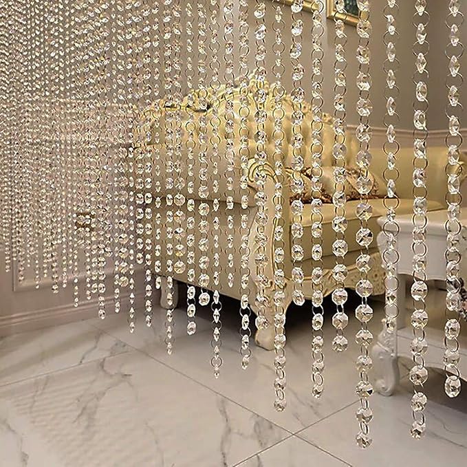 Crystal Acrylic Gems Bead Garland Strands, KinHom 16 Feet Hanging Clear 14mm - Image 5