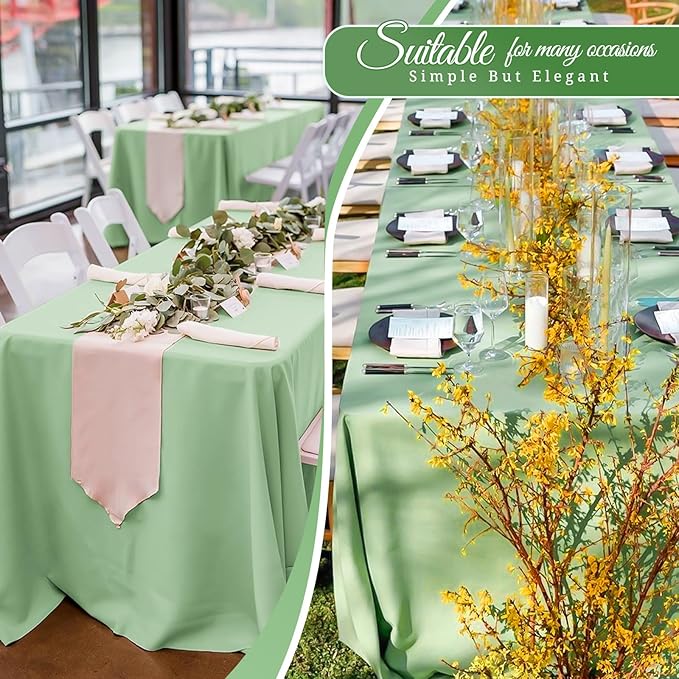 12 Pack Sage Green Tablecloths for Rectangle Tables 60 x 126 Inch Sage Green - Image 7