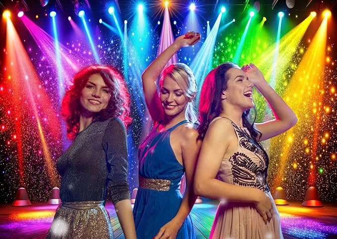 LTLYH 8x6ft Fabric Disco Rainbow Stage 70s 80s 90s Backdrop Vintage Lights - Image 4