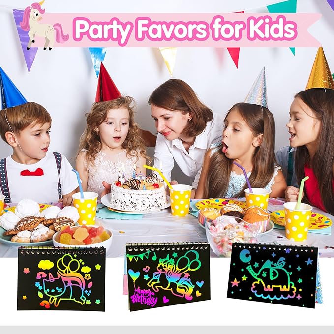 ZMLM Rainbow Scratch Party Favors Kids: Birthday Gifts Toy Bulk Scratch Art - Image 3