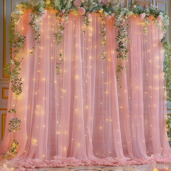 30×10ft Dusty Rose Tulle Backdrop Curtain - Image 6