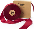 Burgundy Satin Ribbon 1-1/2 Inch x 50 Yards Double-Faced Ribbons by Keypan
