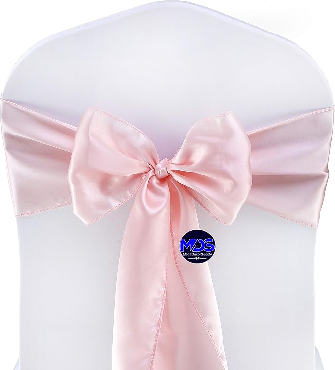 MDS Pack of 75 PCS Satin Chair Sashes Charmeuse Sateen Dining Chair Bows Ribbon - Image 2