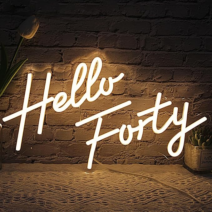 LED Hello Forty Neon Sign 16.5x9.4 inch by Jesalah
