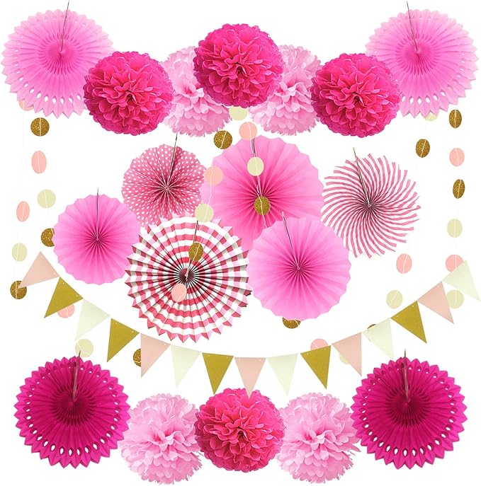ZERODECO Party Decoration, Pom Poms Flowers, Garlands String Polka Dot and by ZERODECO