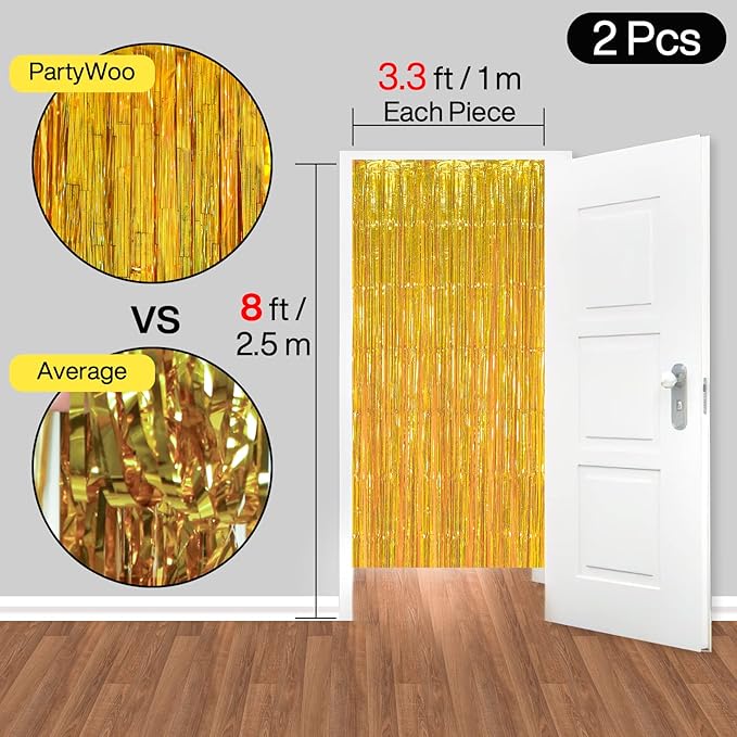 PartyWoo XtraLarge Foil Curtain Gold - Image 6
