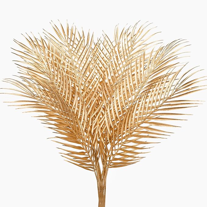 29” Large Gold Palm Leaves Palm Fronds Tropical Leaves Areca Palm Branches by DILATATA