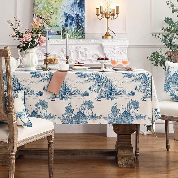 patdrea Designer Vintage Cyan Long Tablecloth - Image 2