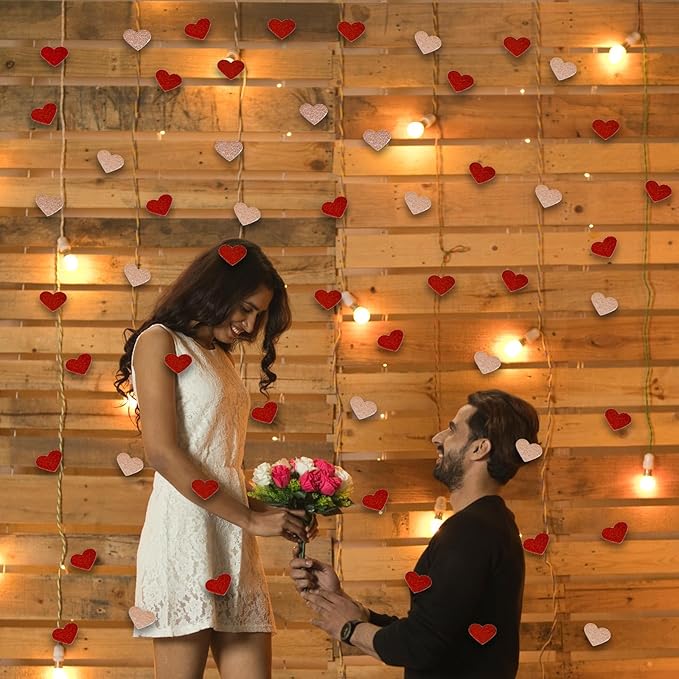 200 Pcs Dark Red and Gold Heart Paper Confetti - Image 5