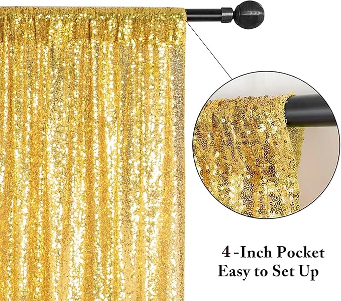 Eternal Beauty Gold Sequin Backdrop, 20x10 Ft Glitter Background Curtains - Image 7