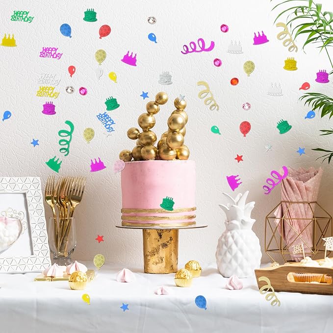 1500 Pcs Happy Birthday Glitter Confetti, Rainbow Foil Confetti Ready - Image 5