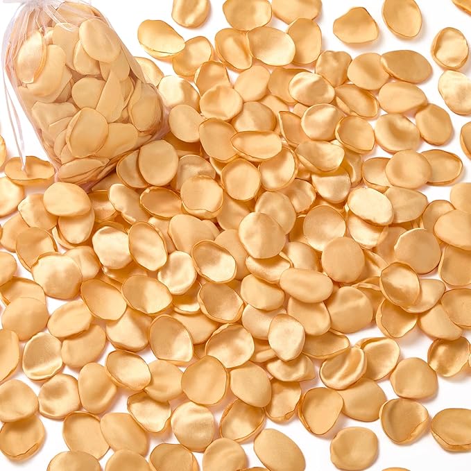 Serwalin 300Pcs Silk Rose Petals Fake Flower Petals Champagne Gold Artificial by Serwalin