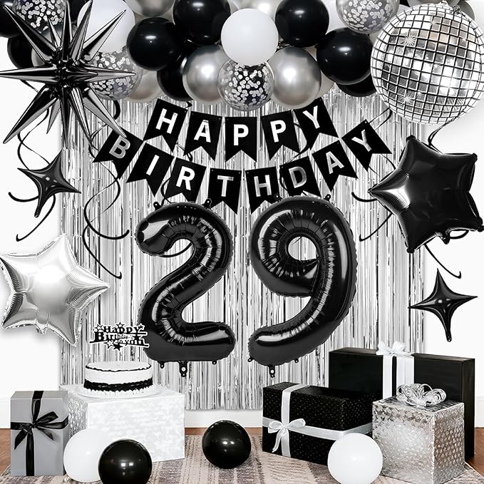 29th Birthday Decorations for Men Women, Fringe Curtains Kit by Birthdaypartyexpert