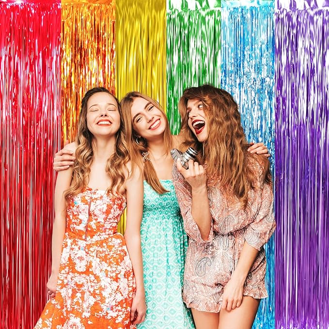 GOER 3.2 ft x 8.2 ft Metallic Tinsel Foil Fringe Curtains Party Photo Backdrop - Image 4