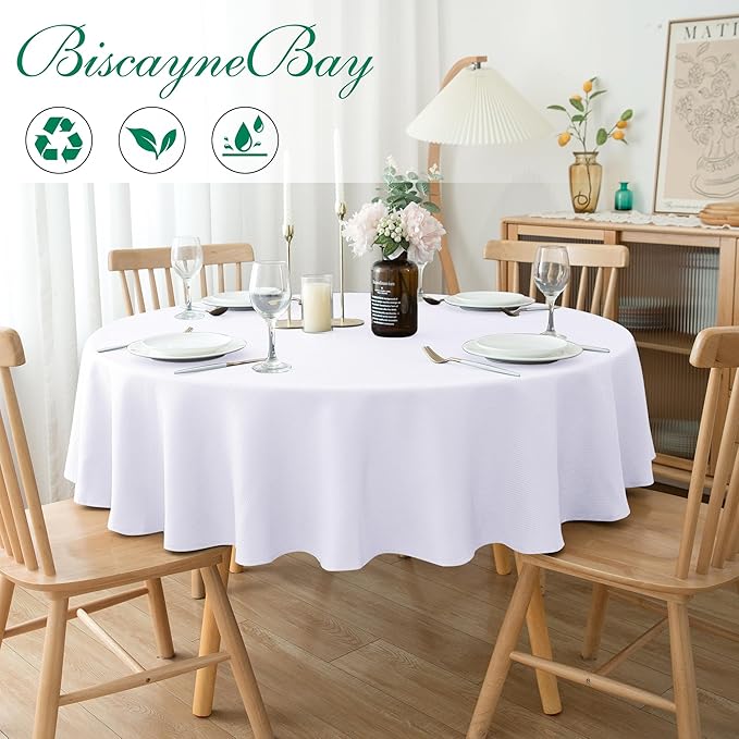 Biscaynebay Textured Fabric Round Tablecloths 60 Inches - Image 2