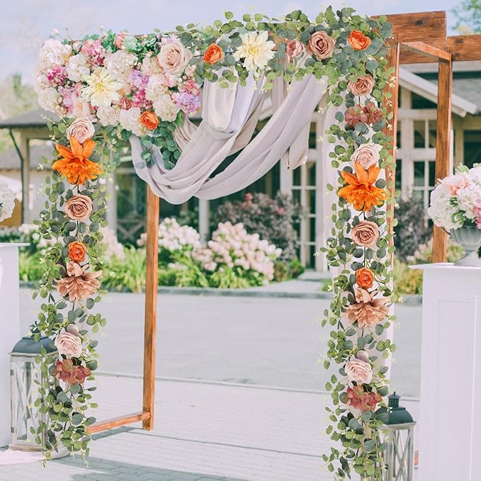 Waipfaru 2Pcs Fall Garland Decor, 6.07Ft Eucalyptus Flower - Image 7