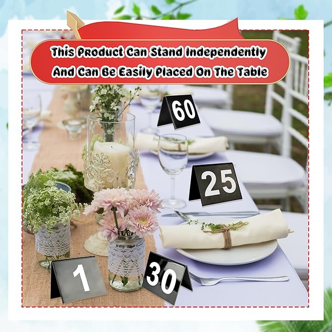 60 Pcs Black Acrylic Table Numbers 1-60 Double Sided Restaurant Table Order - Image 4