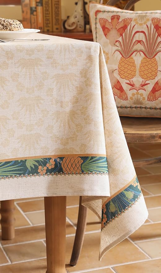 patdrea Designer Rectangle Linen Long Table Cloth, Vintage Anti-Wrinkle Durable - Image 9